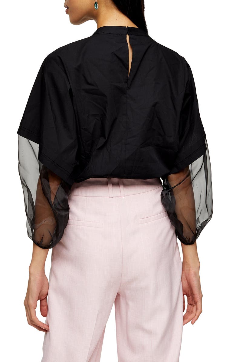 Topshop Organza Sleeve Blouse, Alternate, color,
