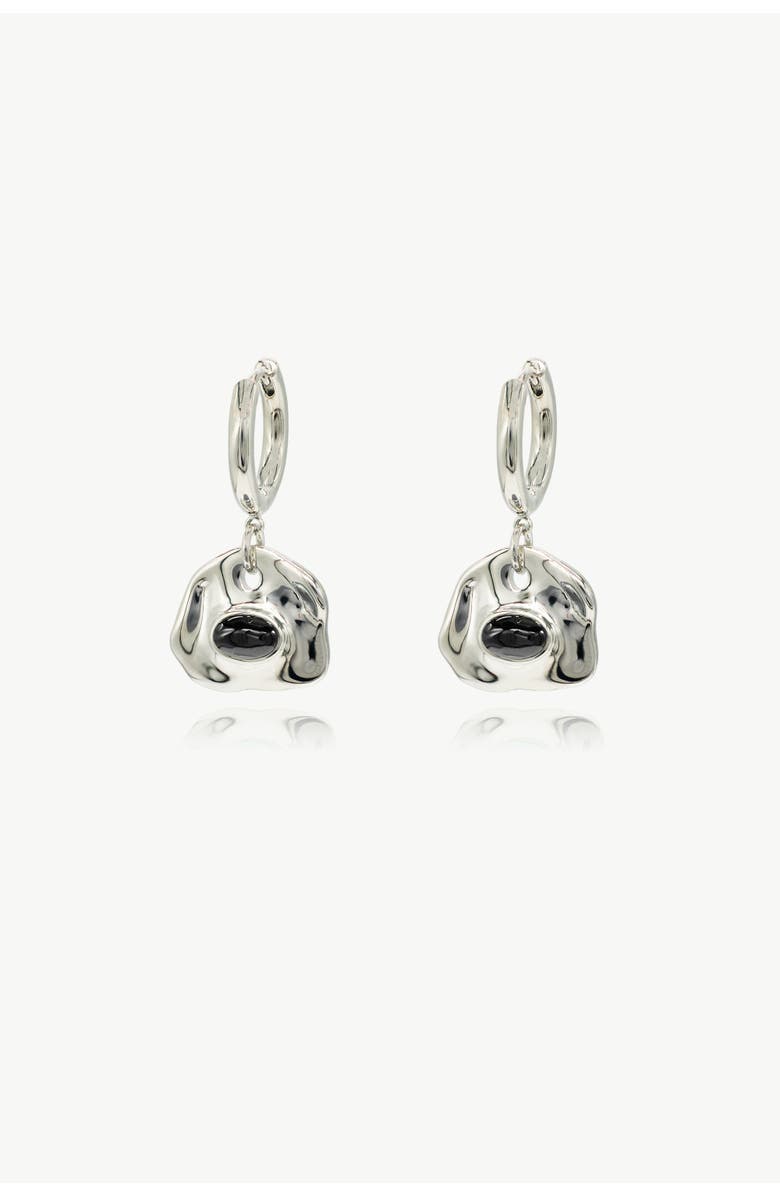 Classicharms Aria Gemstone Hoop Drop Earrings, Alternate, color, Silver/Noir Black