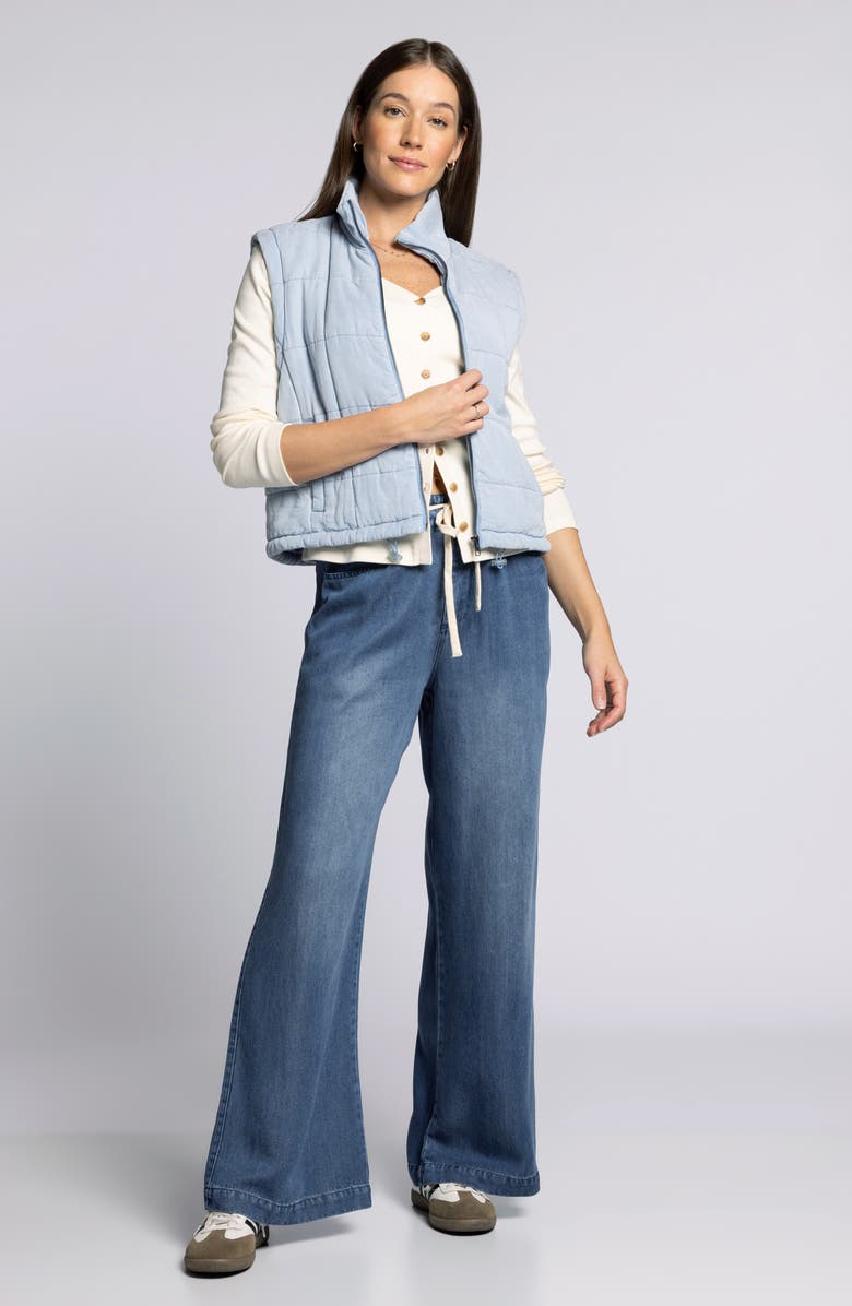 Thread & Supply Brina Quilted Denim Zip-Up Vest, Alternate, color, Light Denim