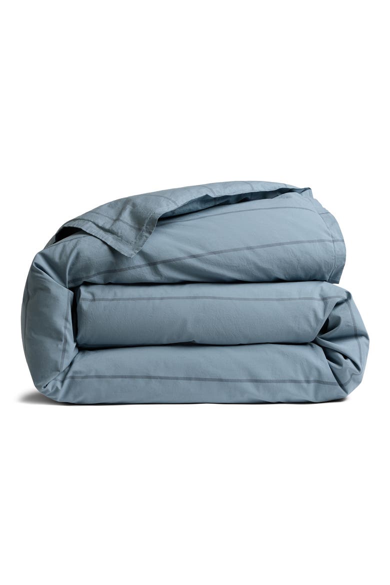 Percale Duvet Cover, Main, color, DUSK STRIPE