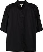 Caslon® Ruffle Lace Appliqué Cotton Top