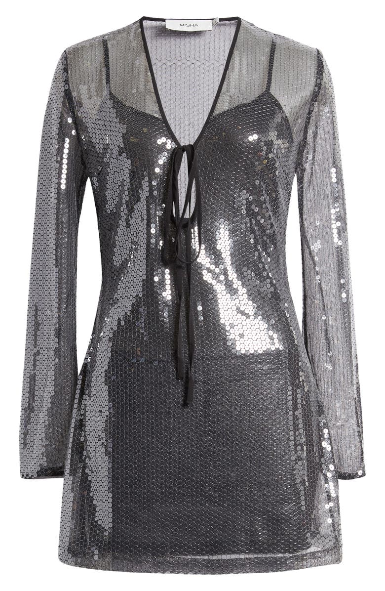MISHA COLLECTION Lexter Long Sleeve Sequin Minidress, Alternate, color, 