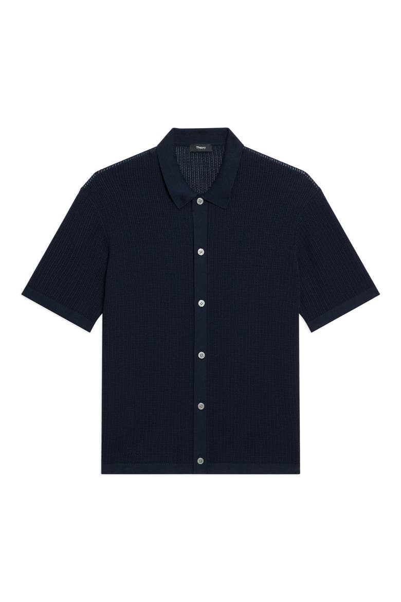 Tactile Cotton Open Stitch Button-Up Shirt, Alternate, color, BALTIC