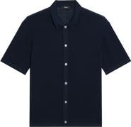 Theory Tactile Cotton Open Stitch Button-Up Shirt