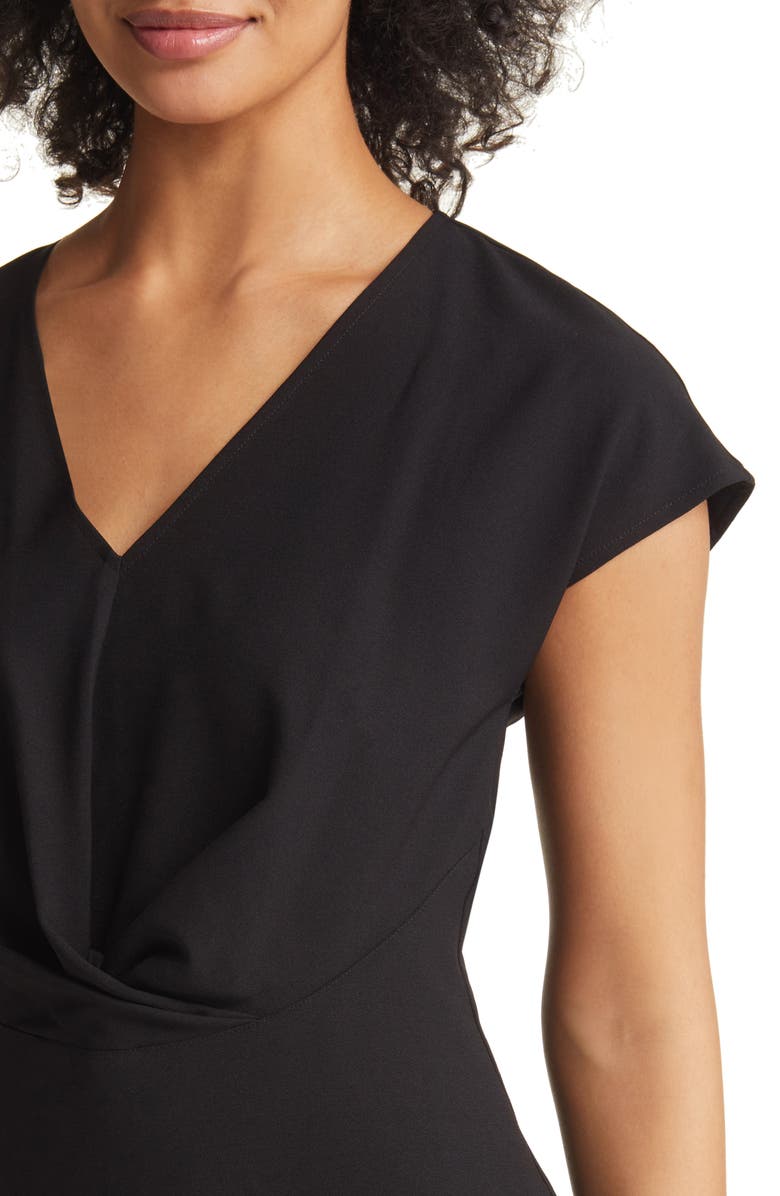 Tahari ASL V-Neck Twist Front Fit & Flare Dress, Alternate, color, 