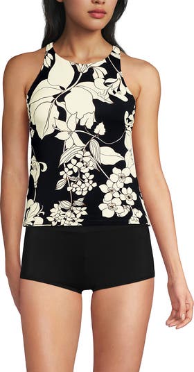 Lands' End Women's Tugless High Neck Strappy Back Tankini Swimsuit Top - 8 - Wild Lilac