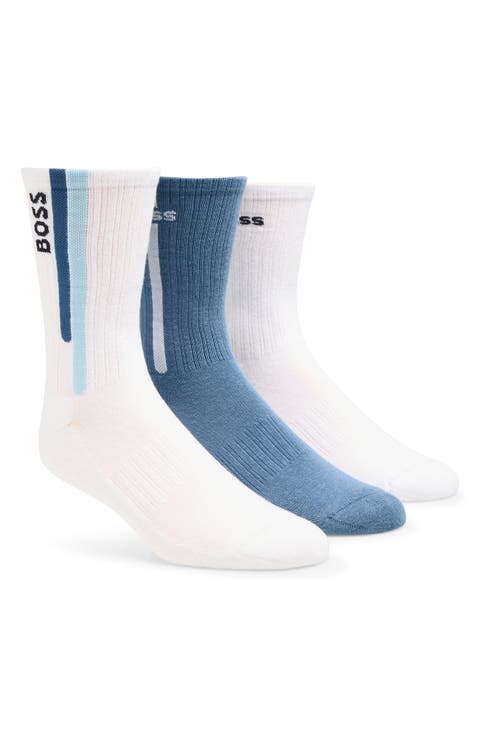3-Pack Ribbed Crew Socks