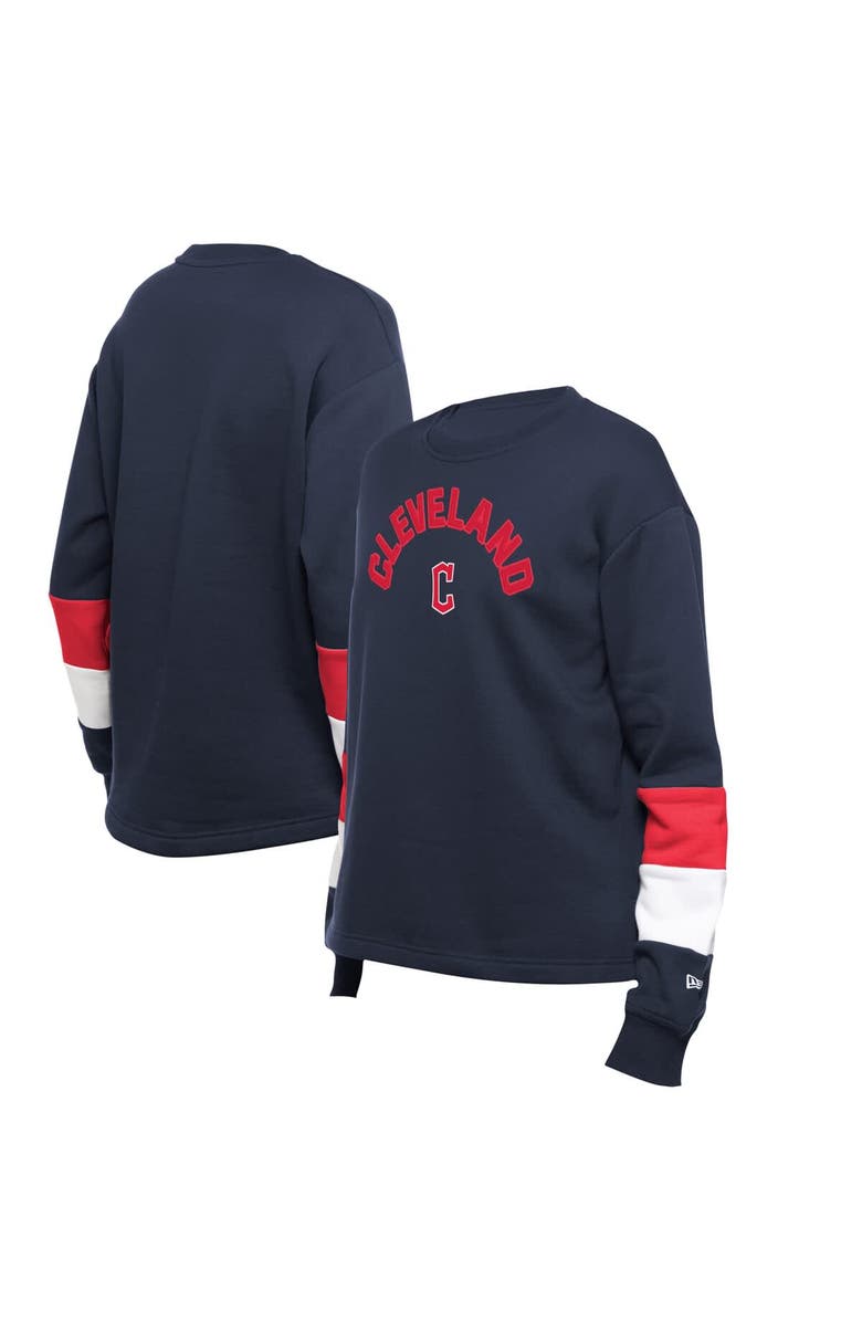 New Era Women's New Era Navy Cleveland Guardians Game Day Color Pullover Sweatshirt, Main, color, Navy