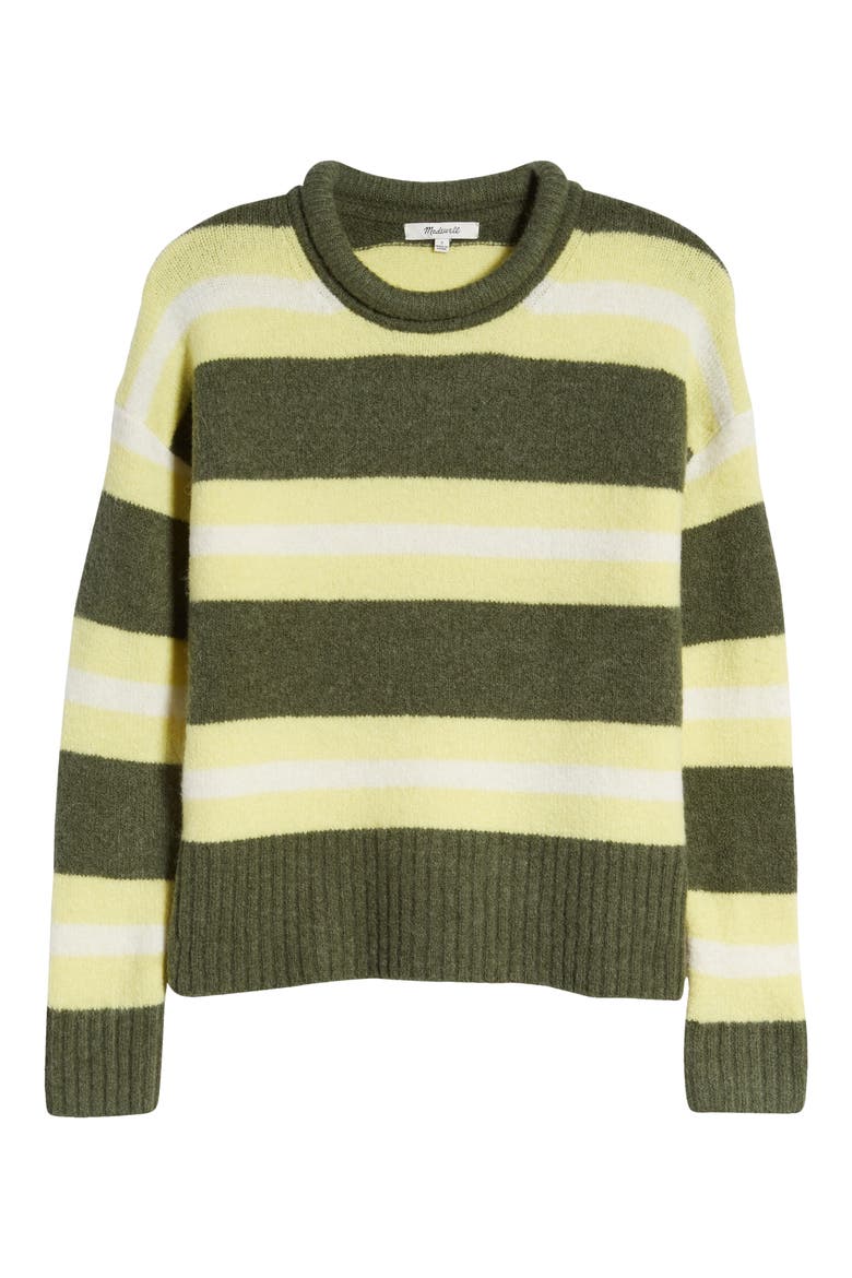 Striped Fulton Pullover Sweater, Alternate, color, HEATHER GREENGRASS