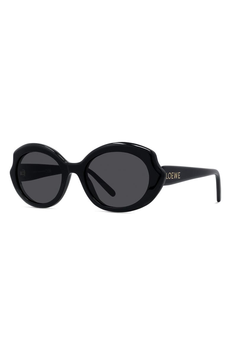 Loewe Thin Mini 54mm Oval Sunglasses, Alternate, color, Shiny Black / Smoke
