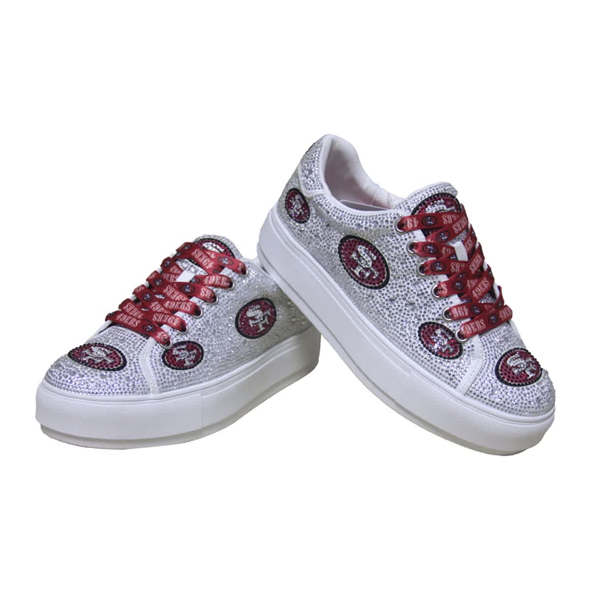 CUCE Women's Cuce White San Francisco 49ers Crystal Team Logo Sneakers, Alternate, color, 