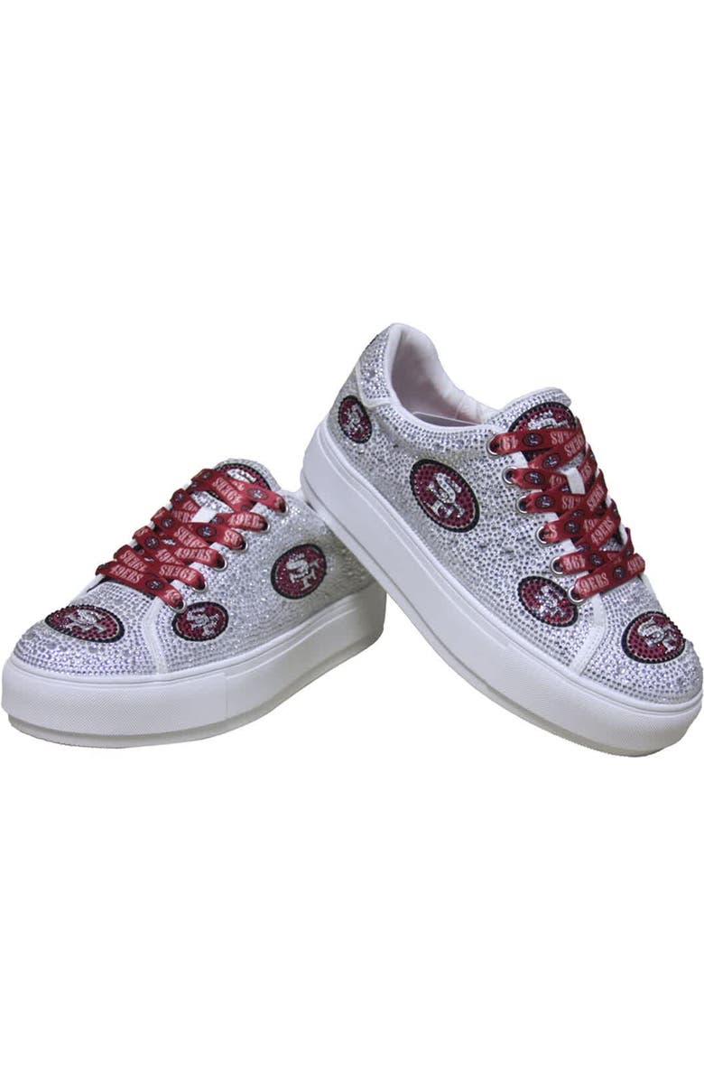 CUCE Women's Cuce White San Francisco 49ers Crystal Team Logo Sneakers, Alternate, color,