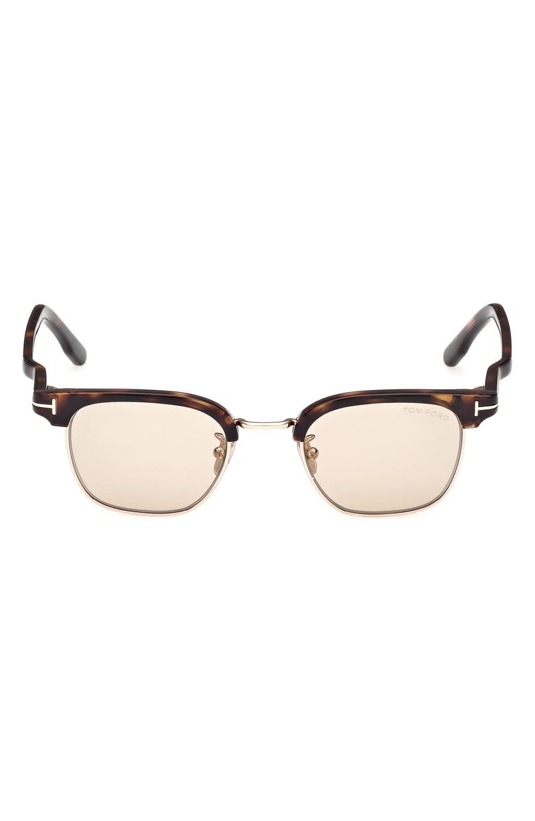TOM FORD 47mm Square Sunglasses, Main, color, Dark Havana / Smoke