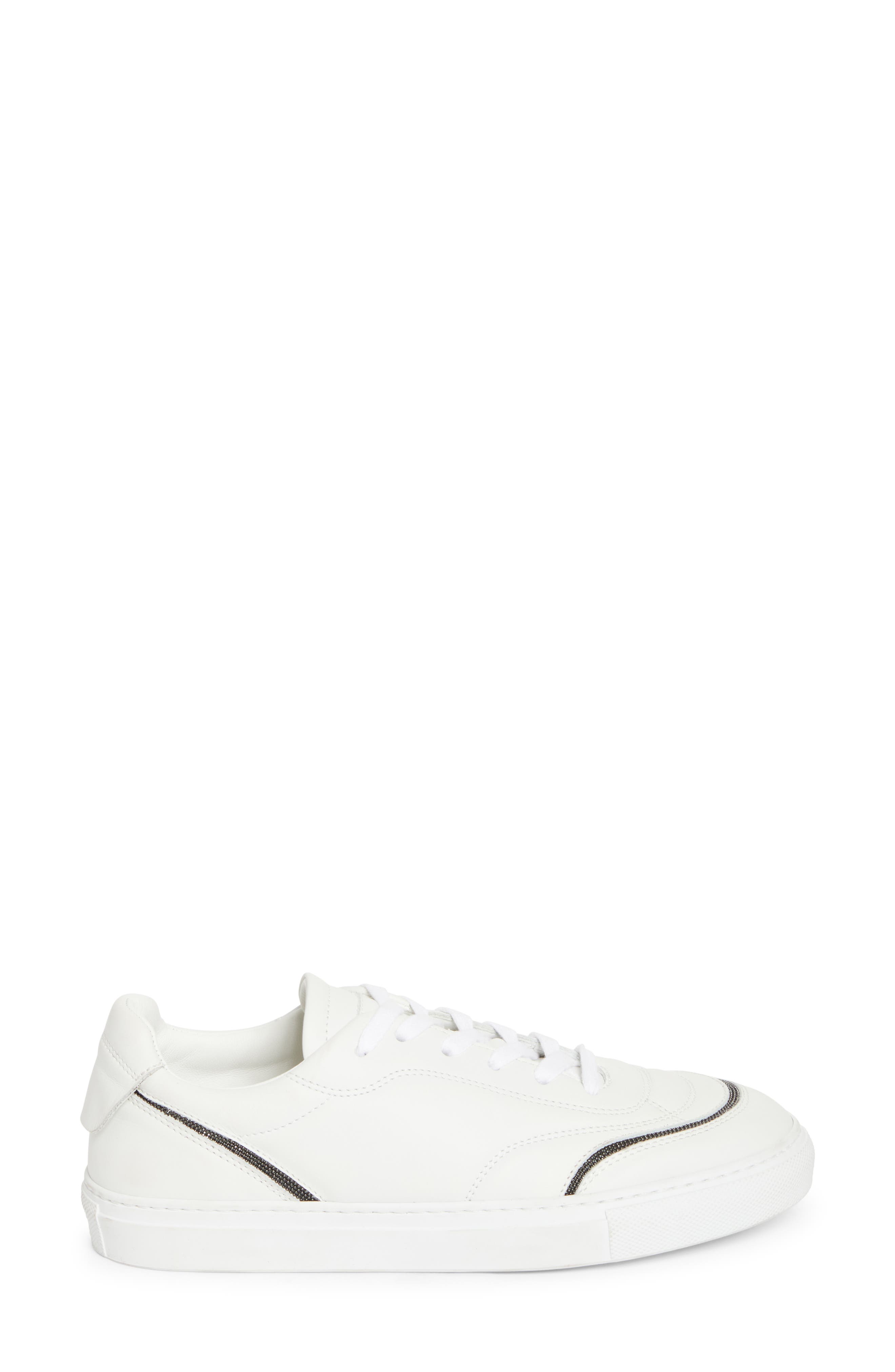 Brunello Cucinelli Monili Trim Low Top Sneaker, Alternate, color, Blanco