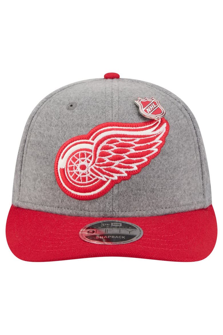 Men's New Era  Gray/Red Detroit Red Wings Wool Pin Low Profile 9FIFTY Snapback Hat, Alternate, color, Gray