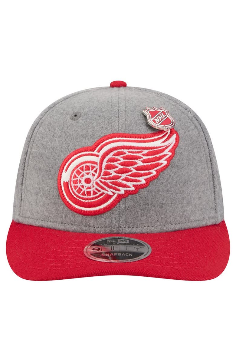 New Era Men's New Era Gray/Red Detroit Red Wings Wool Pin Low Profile 9FIFTY Snapback Hat, Alternate, color, Gray