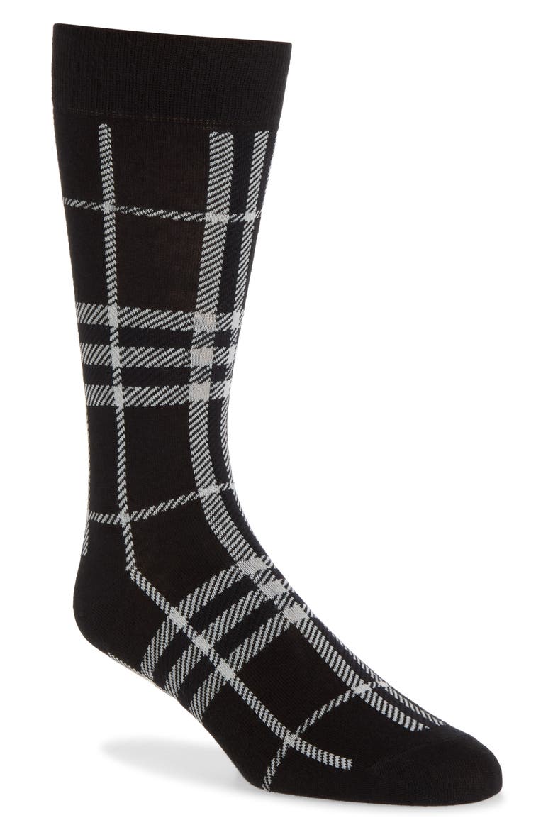 Core Check Cotton Blend Crew Socks, Main, color, BLACK/ CALICO
