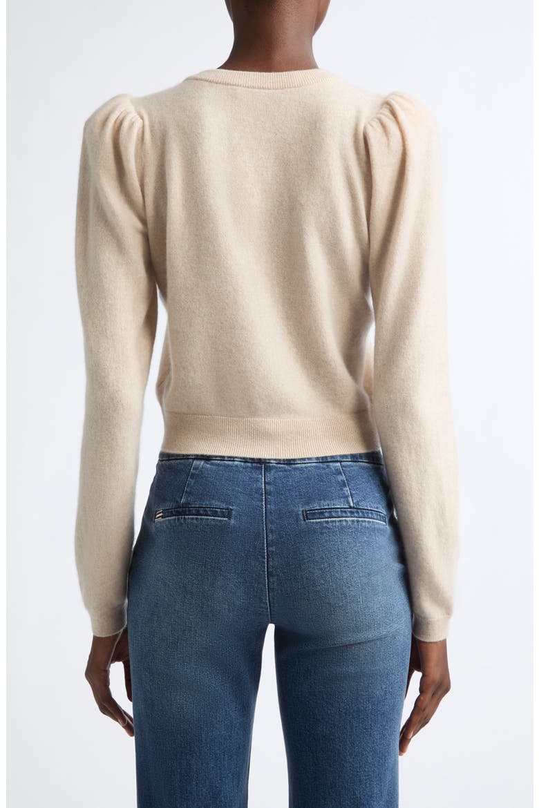 Dollie Puff Shoulder Cashmere Cardigan, Alternate, color, OATMEAL HEATHER