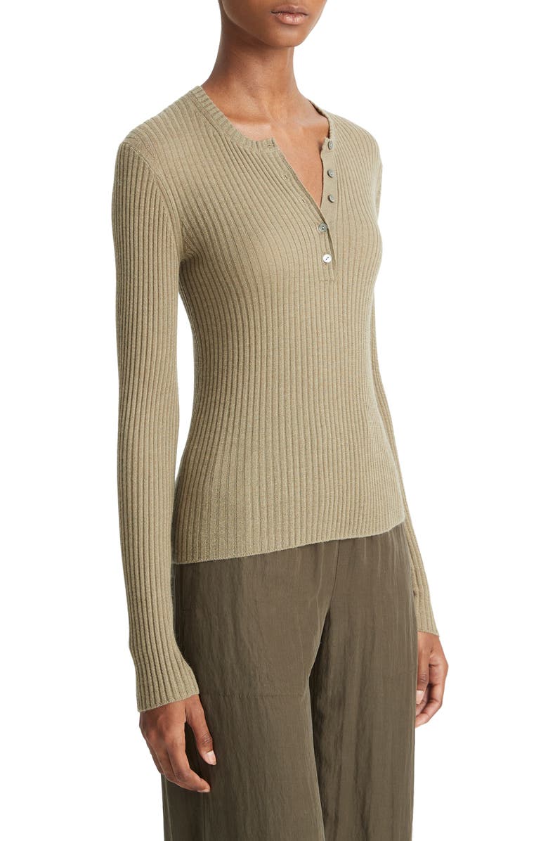 Vince Rib Cashmere & Silk Henley, Alternate, color,