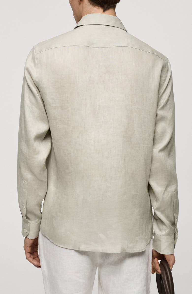 MANGO Regular Fit Linen Button-Up Shirt, Alternate, color, Aqua Green