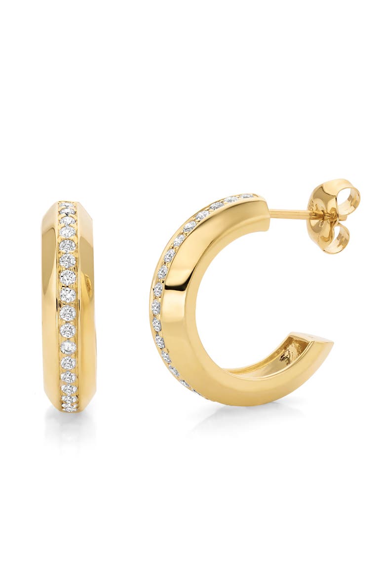 Large Pavé Orb Hoop Earrings, Alternate, color, Yellow Gold
