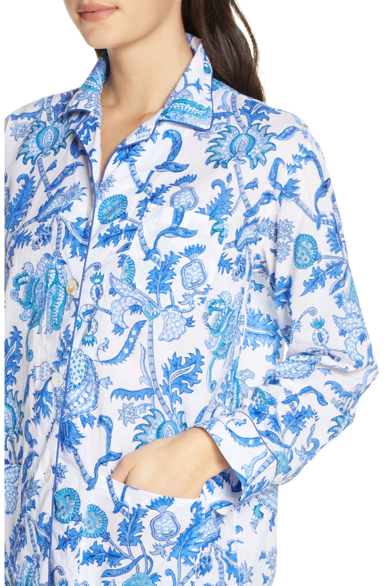Amanda Floral Print Pajamas, Alternate, color, BLUE