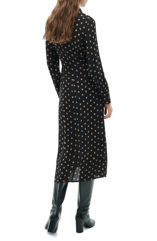 MANGO MANGO POLKA DOT LONG SLEEVE SHIRTDRESS