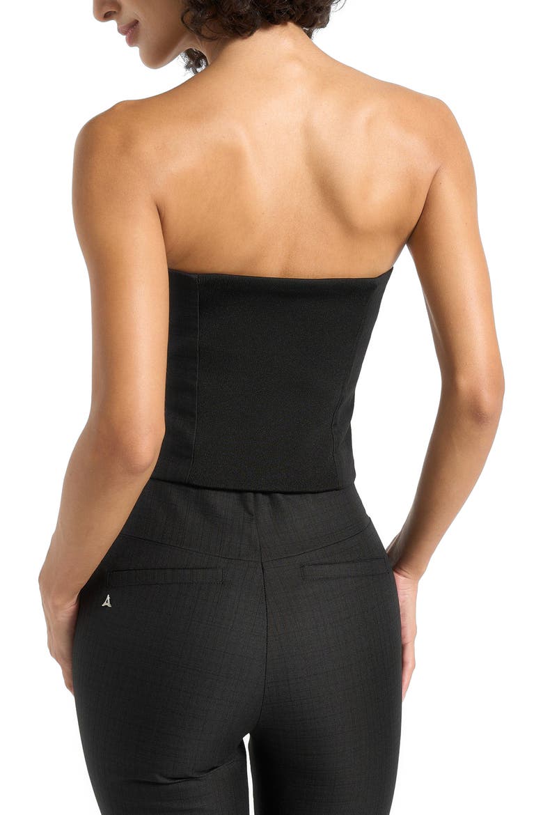 Lise Cropped Tailored Blazer & Button Detail Bandeau, Alternate, color, Black
