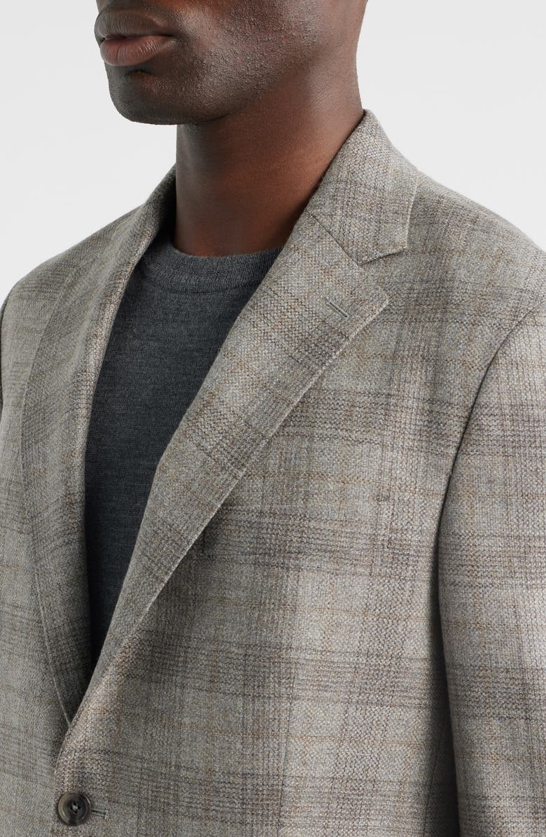 Vince Icon Relaxed Fit Glen Check Brushed Wool Sport Coat, Alternate, color, Light Grey