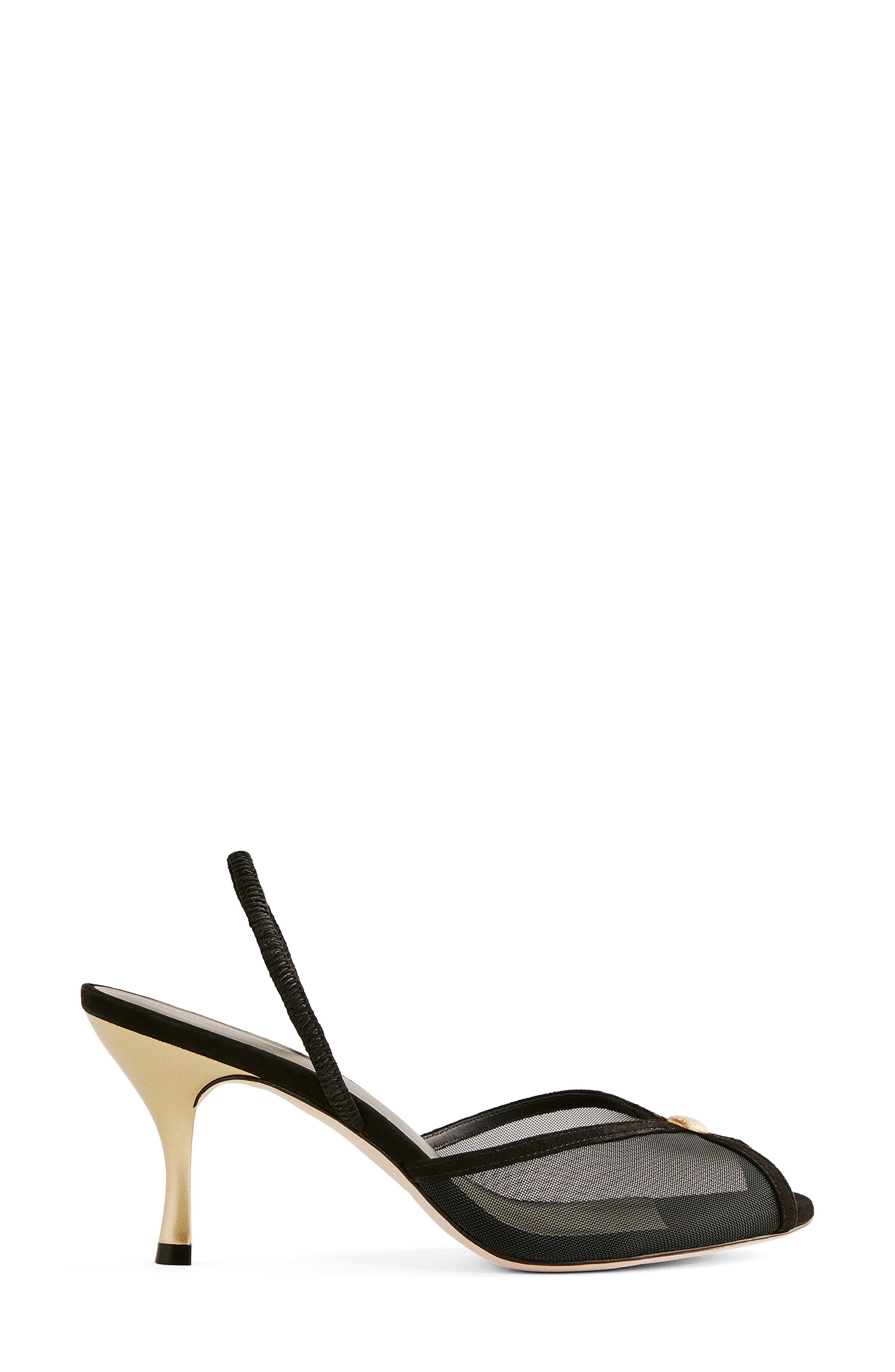 Reformation Paula Slingback Sandal, Main, color, Black Mesh