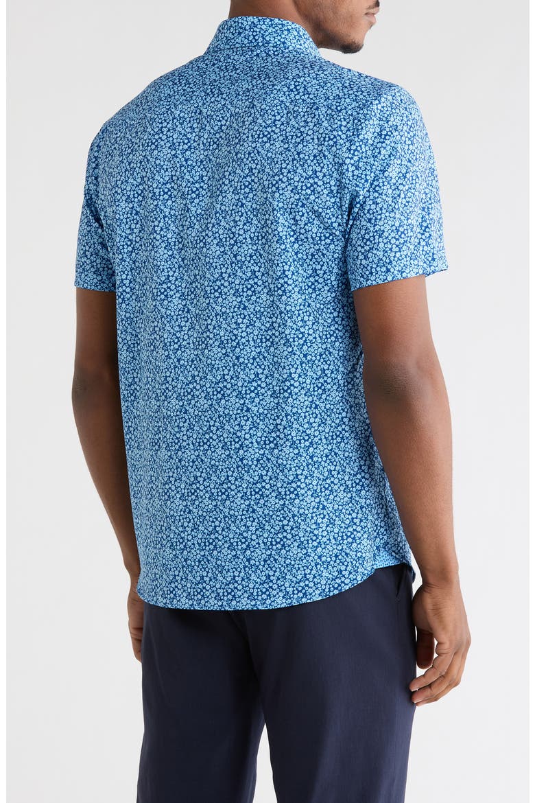 Floral Short Sleeve Woven Button-Down Shirt, Alternate, color, NAVY