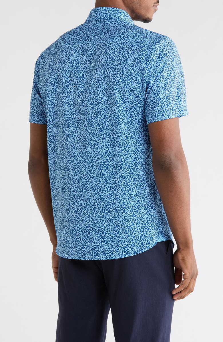 CONSTRUCT Floral Short Sleeve Woven Button-Down Shirt, Alternate, color, Navy
