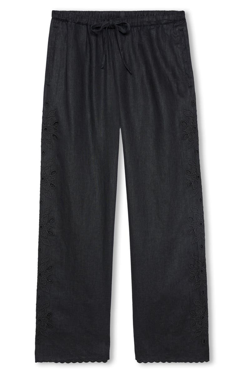 Rails Mirina Eyelet Linen Pants, Alternate, color, Black