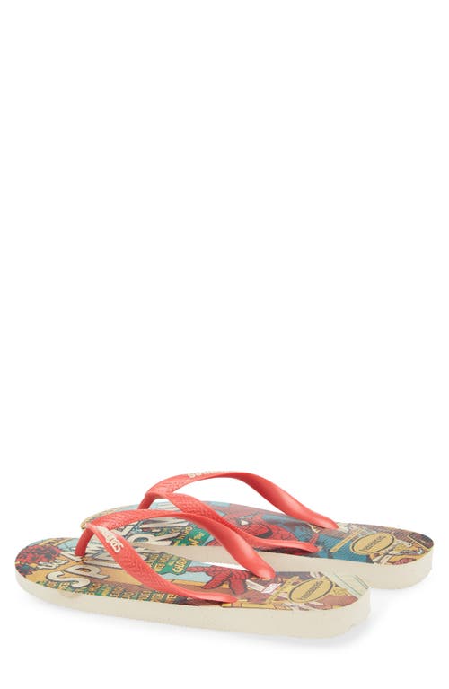 Havaianas X Marvel Flip Flop In Beige/red