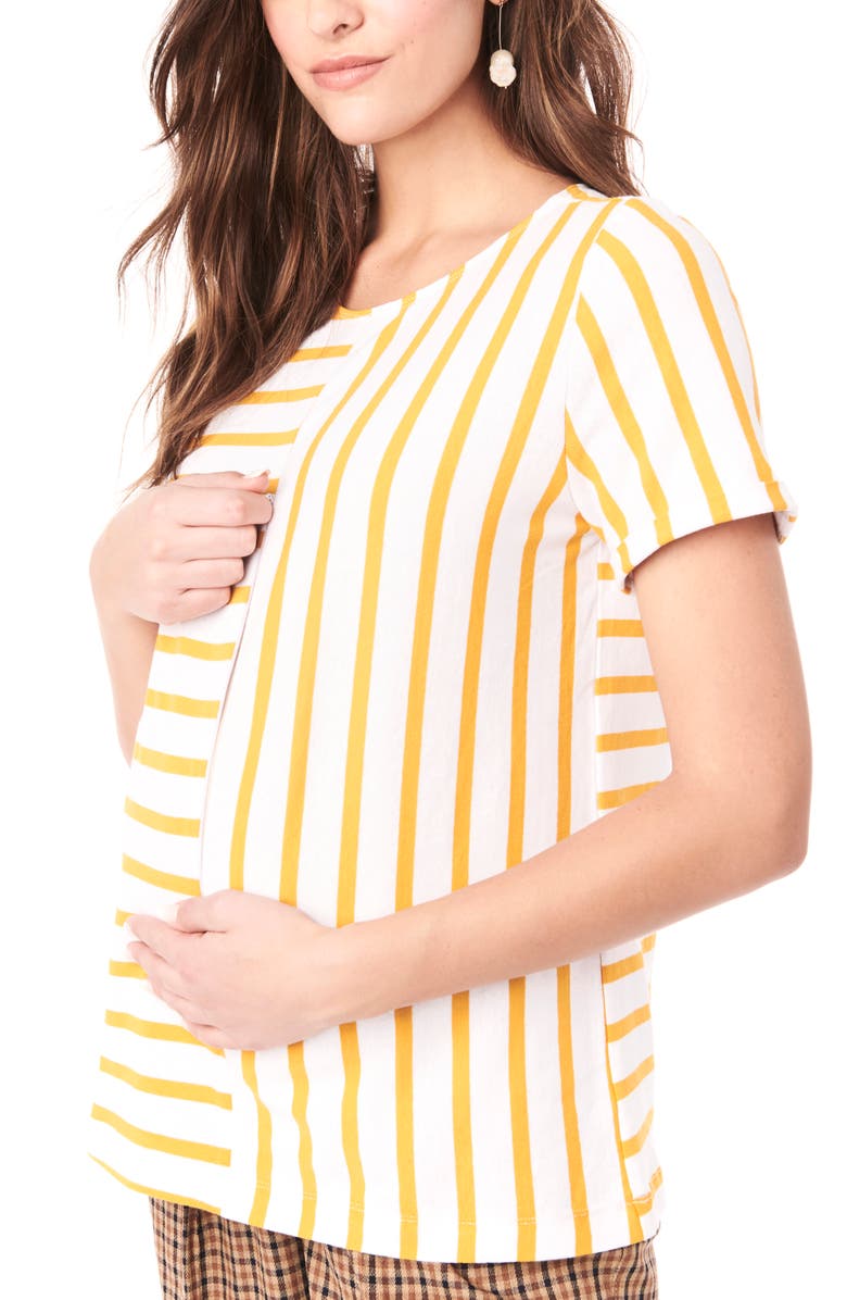 Loyal Hana Ginger Stripe Maternity/Nursing Shirt, Alternate, color,