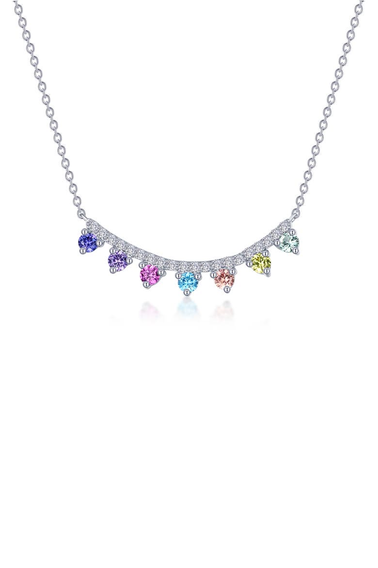 Multicolor Lab-Grown Sapphire & Simulated Diamond Pendant Necklace, Main, color, ASSORTED