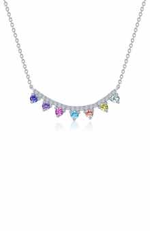 Multicolor Lab-Grown Sapphire & Simulated Diamond Pendant Necklace