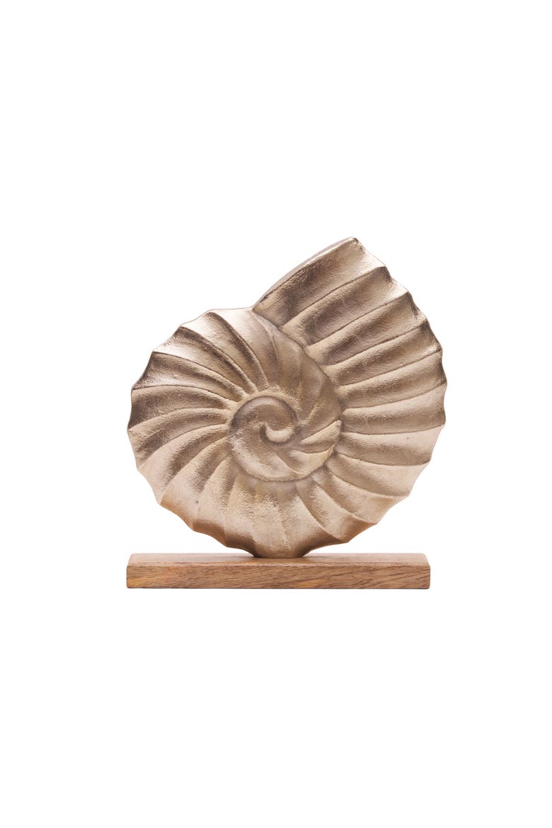 Metal Solid Scallop Shell Decorative Figurine, Alternate, color, Gold