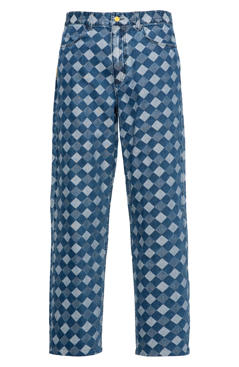 Round Two Baggy Diamond Jacquard Denim Pants, Alternate, color,