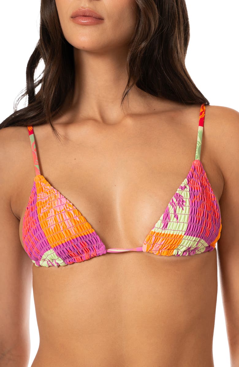 Maaji Patch Play Zen Smocked Bikini Top, Alternate, color, Light/ Pastel Purple