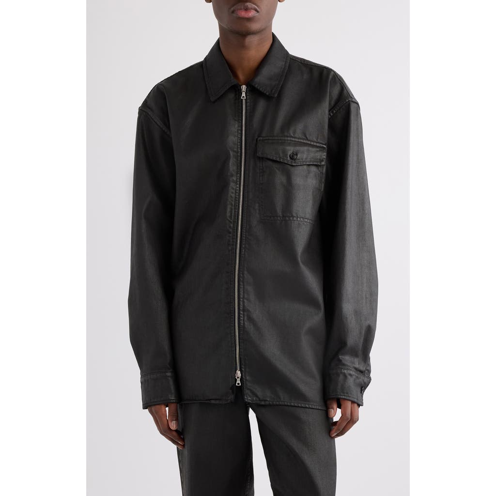 Dries Van Noten Croomson Coated Denim Jacket In Black