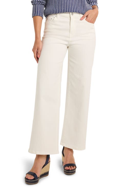 Forward Seam Wide Leg Ankle Jeans (Paper White)