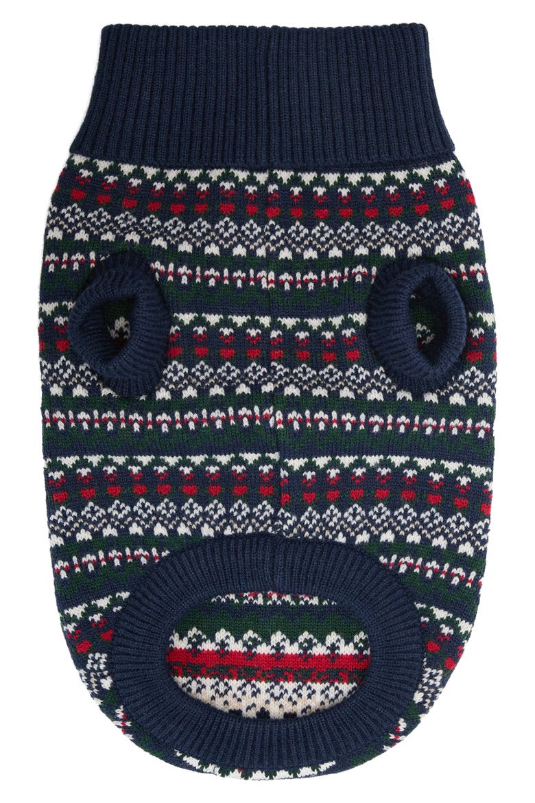 Marlow Fair Isle Dog Sweater, Main, color, NAVY FESTIVE