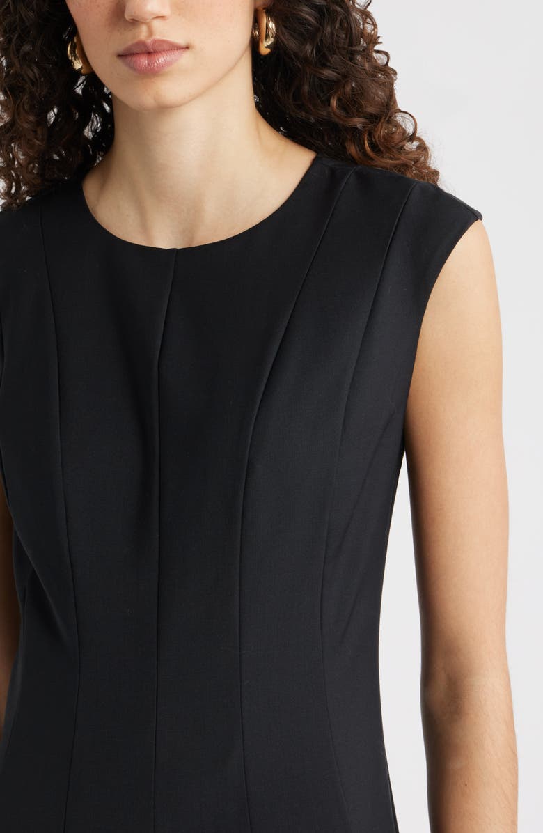 Nordstrom Seamed Wool Blend Midi Dress, Alternate, color, Black