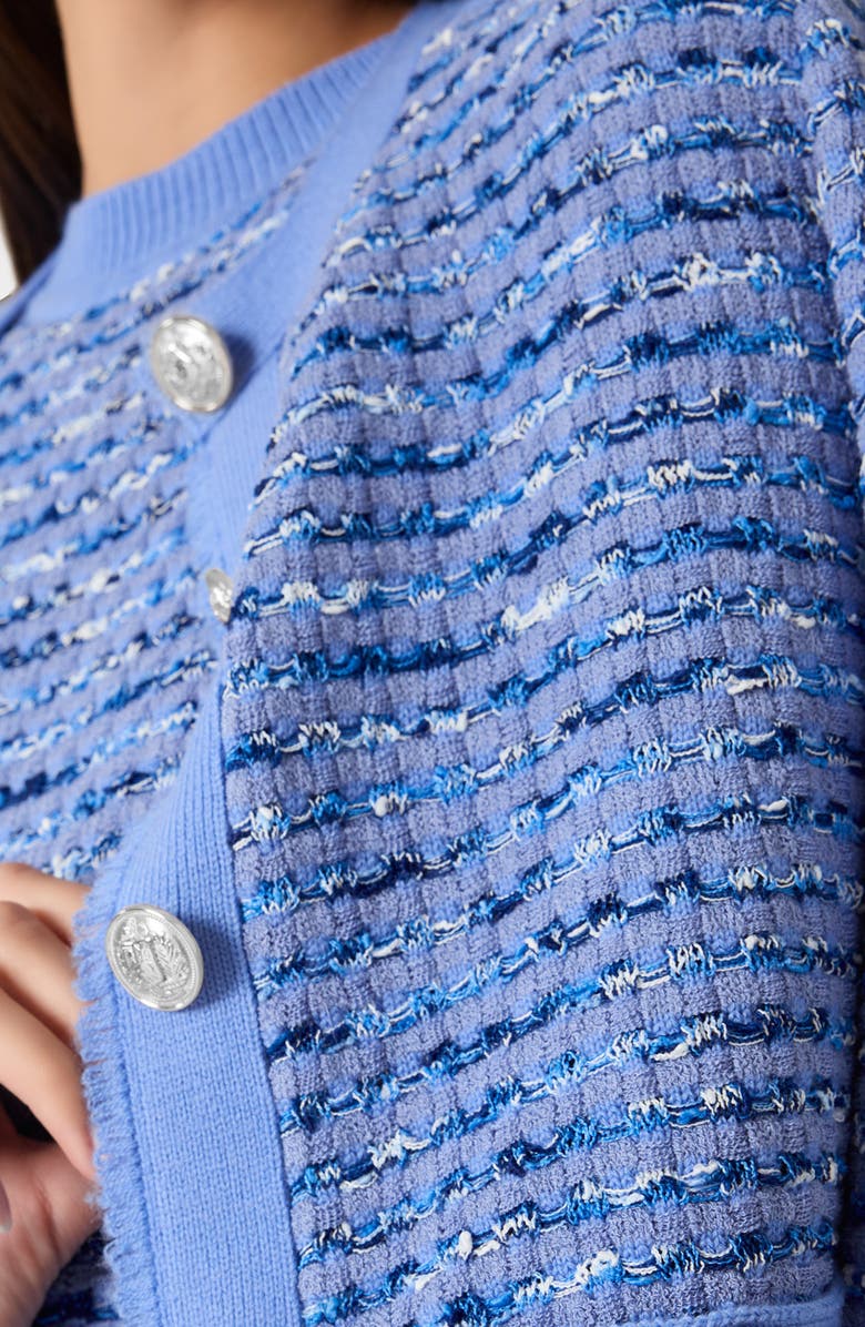 Milly Textured Fringe Detail Cardigan, Alternate, color,