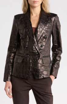 Kenzie Croc Embossed Leather Blazer