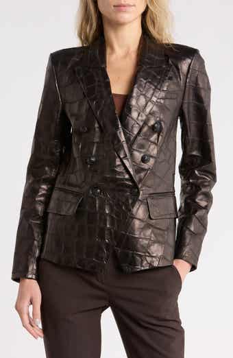 Kenzie Croc Embossed Leather Blazer
