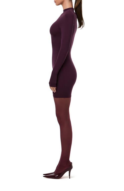 Naked Wardrobe Long Sleeve Mock Neck Minidress In Purple
