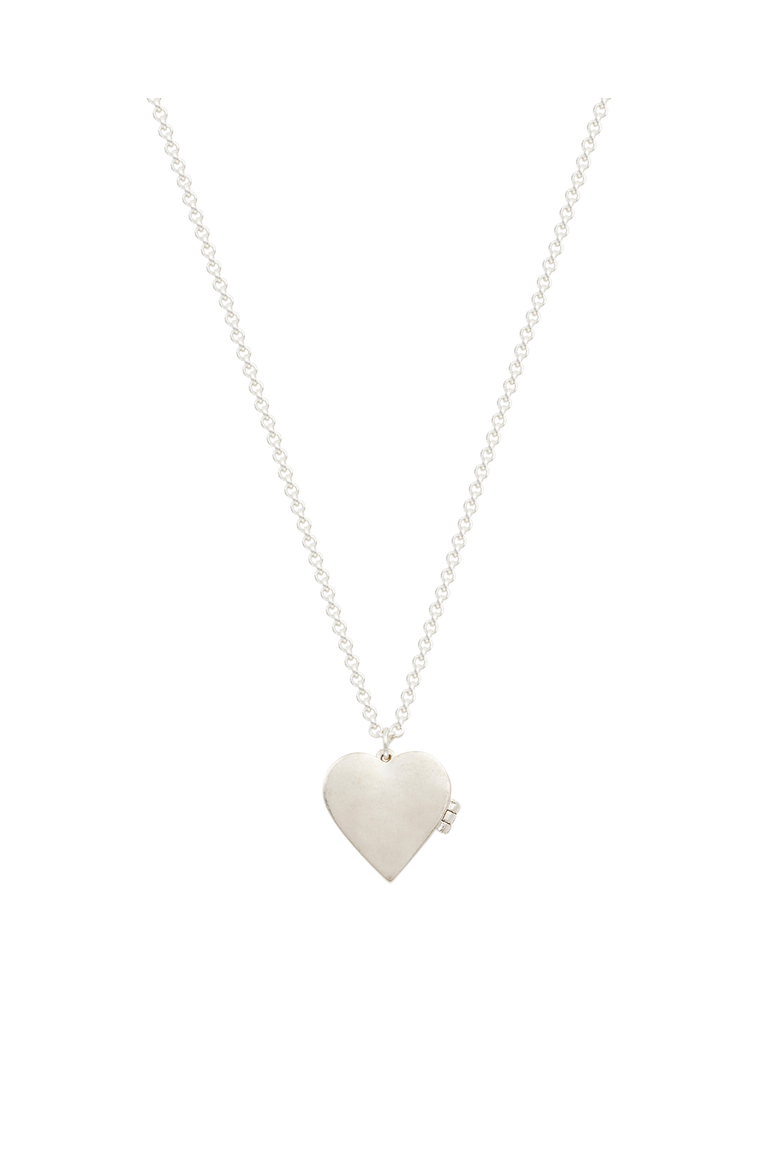 Forget Me Not Heart Locket Necklace, Alternate, color, Silver