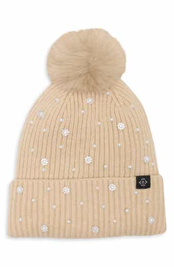 Faux Pearl and Crystal Beanie